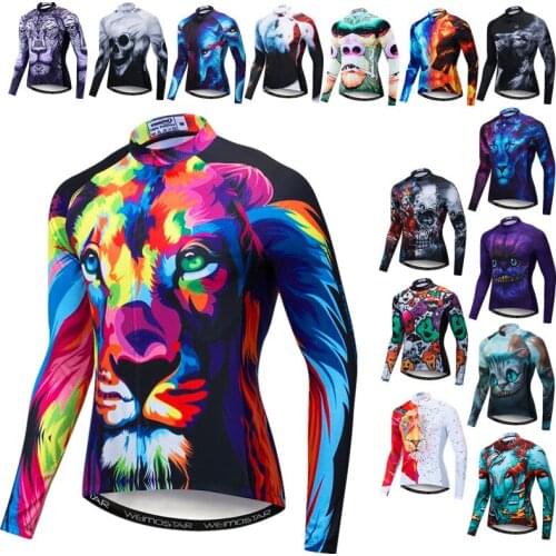 Weimostar Lion Cycling Jersey Long Sleeve Men Autumn Bike Jacket Spring Mountain Bicycle Clothing Tops Quick Dry Cycling Clothes