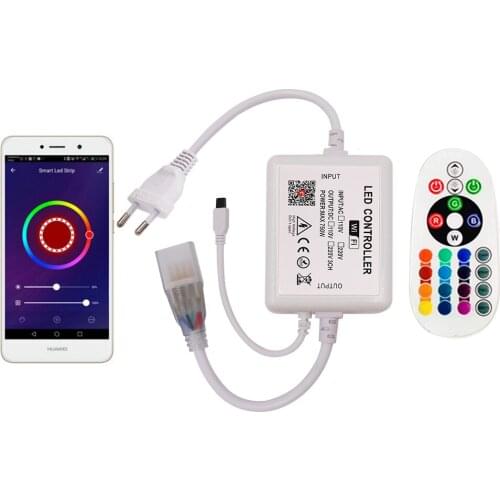 Wifi RGB Controller with 24 Keys IR Remote Control AC110V 220V 750W 8mm 10mm PCB EU US AU UK Plug for LED Strip Light