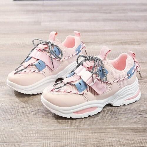 Pink Color Women Running Shoes Chunky Woman Platform Sneakers INS Female Fashion Footwear Ladies Urban Stylish Running Shoes