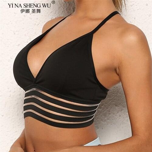 Women Bras Breathable Sports Bra Mesh Splicing Shockproof Sports Bra Yoga Tops Athletic Gym Running Fitness Workout Sportswear