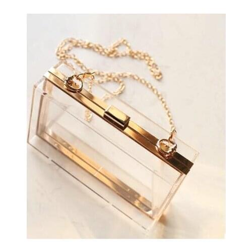 New Acrylic Transparent Women Clutch Bag Chain Luxury Brand Women Messenger Bag Evening Bag Handbag Chain Shoulder Bag
