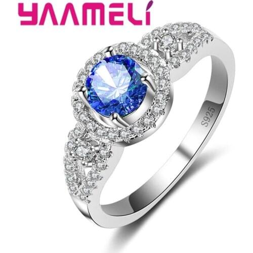 Shinning Cubic Zirconia Rings For Women Mulitiple Colors Trendy 925 Sterling Silver Ring Jewelry Bijouterie Wholesale