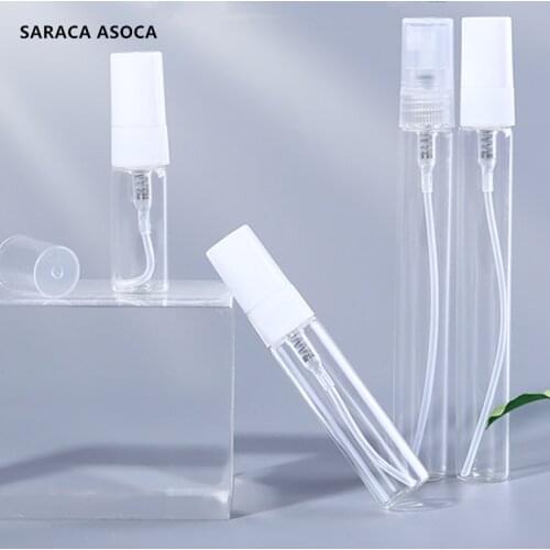 100pcs/lot 10ml mini Glass Perfeme Spray Bottle For Sample Black white clear color Transparent Glass Atomizer Empty Bottle