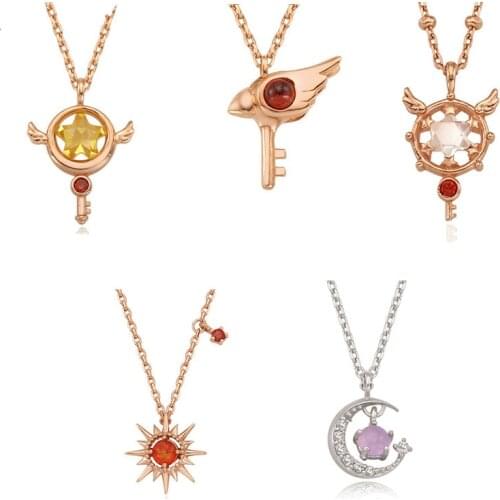 2019 cardcaptor card captor sakura clear cards wand Star Clow Dream Key 925 silver necklace Pendant jewelry