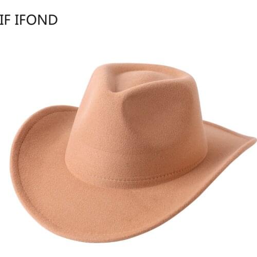 2021 Winter Retro Womens Mens Wool Western Cowboy Hat Fashion Wide Brim Gentleman Jazz Bowler Cap Sombrero Cap