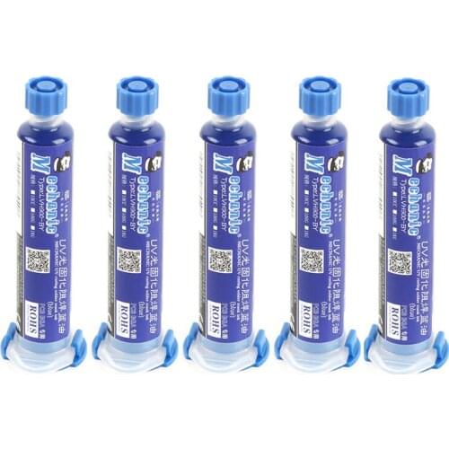5pcs Blue UV Curable Solder Mask 10CC For PCB BGA Circuit Board Protect Soldering Paste Flux Cream Welding Fluxes Oil + Neddle