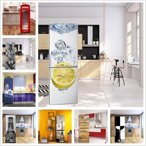 60x180cm Telephone Booth Refrigerator Sticker Self-adhesive Tower Beer Bottle Wallpaper For Home Decor Fridge Wall poster Mural