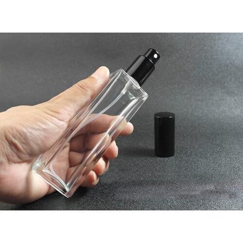 70Pcs 50ml (1.7oz) Spray Bottle Clear Empty Refillable Glass Fine Mist Atomizer Perfume Jars with Black Cap Cosmetic Fragrance