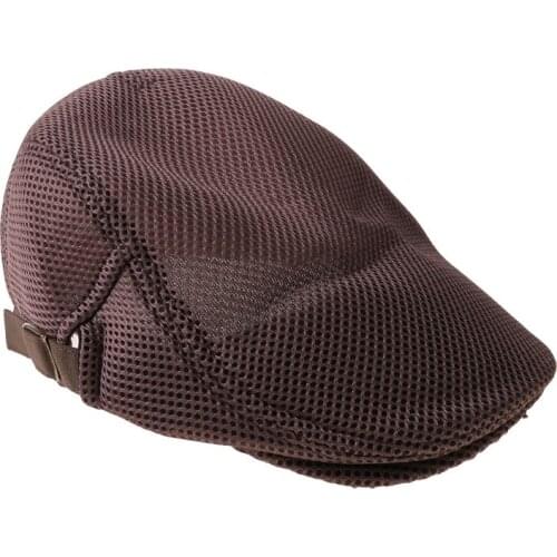 Mens Breathable Mesh Summer Duckbill Hat Newsboy Beret Ivy Cap Cabbie Flat Soft R9JE