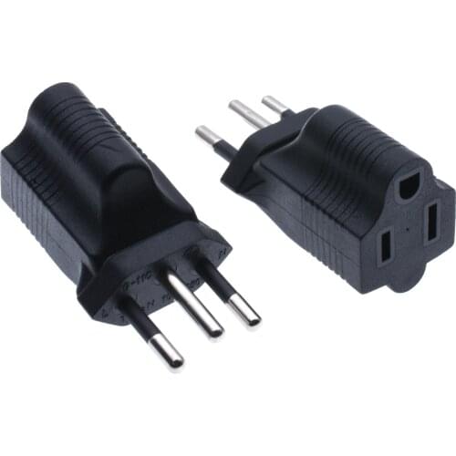 Brazil to USA AC Adapter Brazil 3Pin Male to Nema 5-15R AC Converter Brazil Male to 5-15R Female Adapter for Traveling 250V 10A