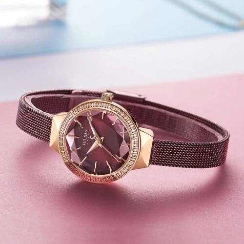 New Julius Lady Womens Watch MIYOTA Fashion Hours Stainless Steel Bracelet Business Clock Girls Birthday Valentine Gift Box