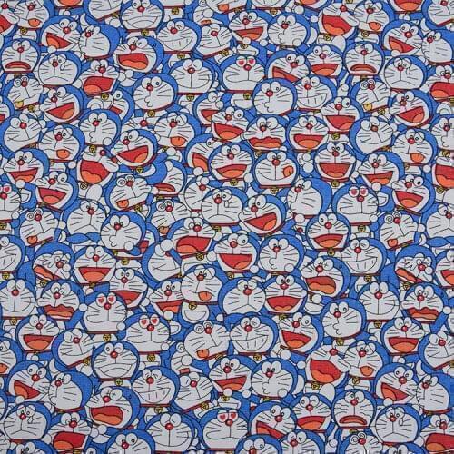 Doraemon Facial Expression Printed Handmade Patchwork Cotton Canvas Fabric Sewing Bag Pillow Diy Tablecloth Curtain Sofa
