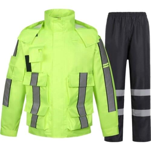 Hi Vis Raincoat Rain Pants Suit Thick Double Waterproof Motorcycle Rain Jacket Poncho Big Size Fishing Suit Rainwear Water proof