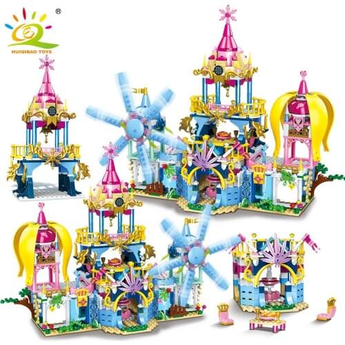 HUIQIBAO 4in1 619PCS Princess Palace Building Blocks Friends Series with Girls Figures Castle House Bricks Set Children Toys