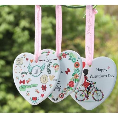 Ceramic DIY Double-sided UV Printing Valentine Day Gift Valentine Theme Fall In Love Pendant Ornament Gift SN3662