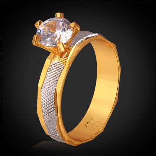 Crystal Ring For Women AAA Cubic Zirconia Men Jewelry Gift Box Vintage Gold Color Fashion Jewelry Gold Rings R927