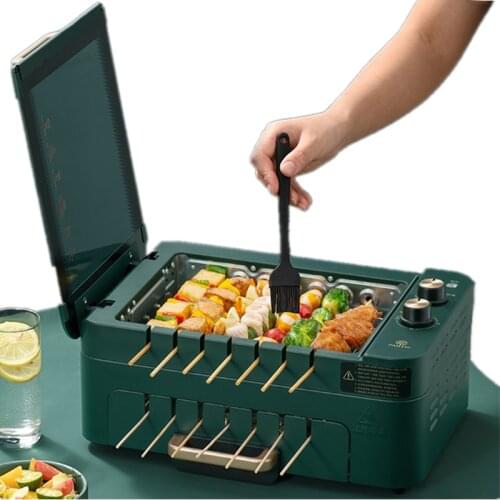 Automatic Smokeless Barbecue Machine Multifunctional Skewers Barbecue Pot Automatic Rotation Non-stick Material Timing Operation