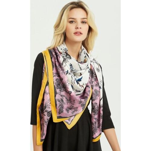 KOI LEAPING Fashion 30 Silk Scarf flower pattern Printing shawl Female big Scarf Headscarf Sunscreen Scarf gift