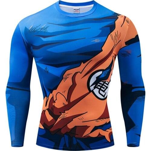 Mens 3D Compression Shirt Bodybuilding Long Sleeve Anime Print T-Shirt Cosplay Sweatshirt Warm Fitness Tops New