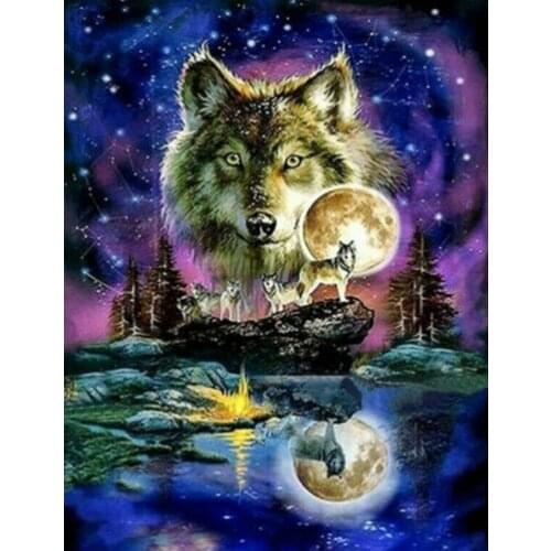 DIY 5D Cat Clock Wolfs Full Diamond Painting Art Full Drill Embroidery Cross Stitch Kits Decor Home Wall Decor