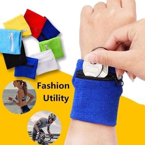 Outdoor Wrist Band with Key/Card Bag Safety Wallet Storage Zipper Ankle Wrap Sport Strap Wrist Support for Running Fitness