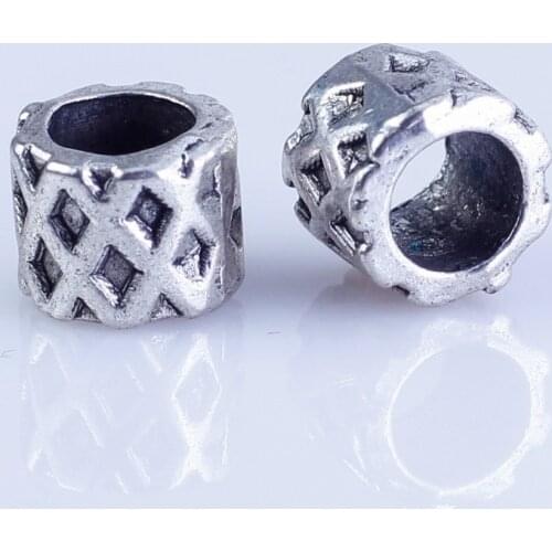 Wholesale 50pcs silver plated round beads Big Hole Beads Fit style European Bracelet hole 5.5mm