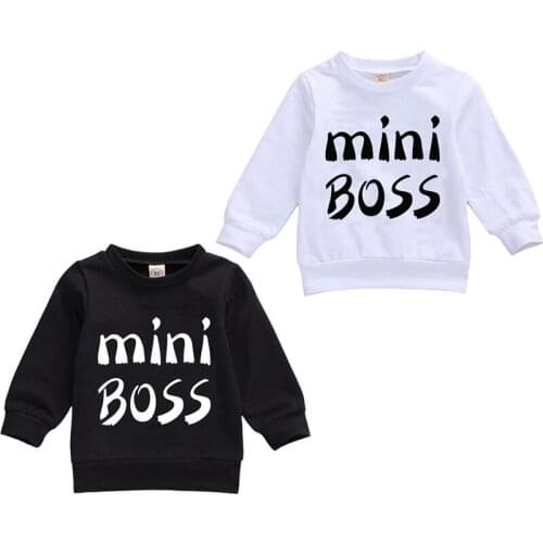 0-24M Casual Boy Girl Sweater Cotton Crew Neck Letter Print Hemmed Hem and Cuff Basic Long Sleeve Pullover for Spring, Fall