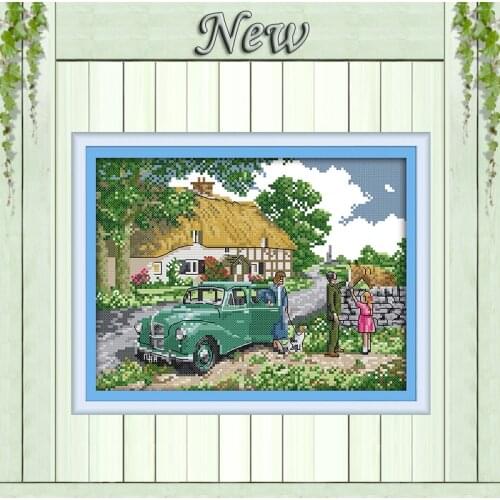 Farewell scenery car decor painting counted printed on canvas DMC 14CT 11CT chinese Cross Stitch Needlework Sets Embroidery kits