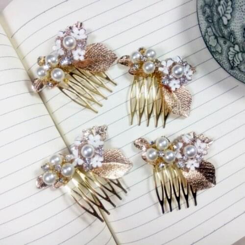 Simple atmospheric headdress idyllic golden tree leaves bridal tiara hair fork wedding dress with accessories wedding hair comb