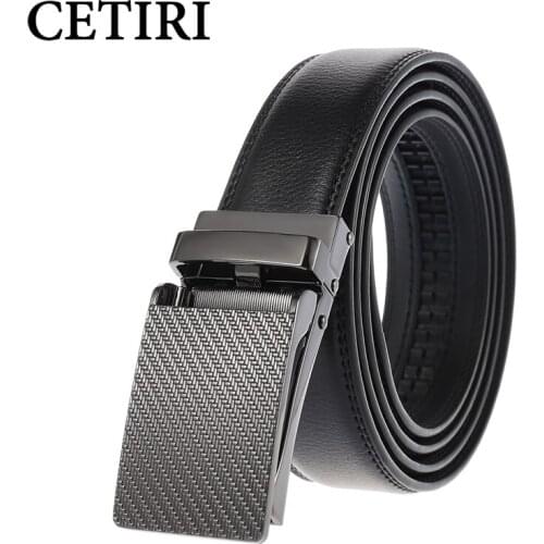 CETIRI 3.0cm 3.1cm Mens Automatic Buckling of True Leather Luxury Belt Fashion New Mens Belt Brand Black Brown Belt