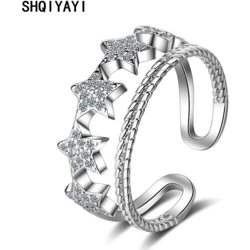 SHQIYAYI Cubic Zirconia Star Finger Rings For Women Casual Resizable Hot Cocktail Party Fashion Jewelry Gifts 254