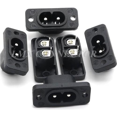 10PCS IEC320 C8 Black Male Plug Power socket 2P Connector copper Switch 250V 25A AC-005D