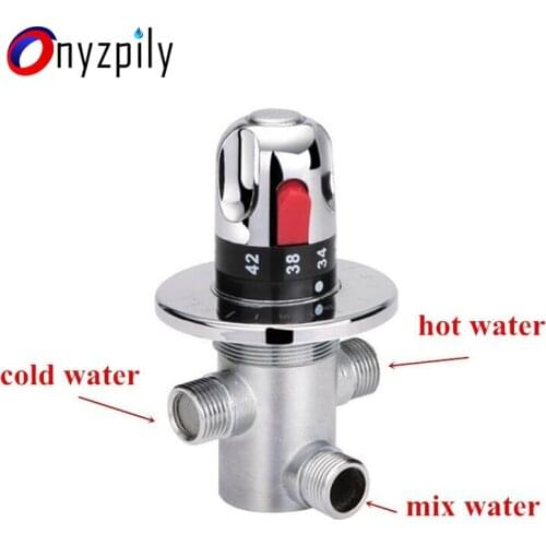 Thermostatic Mixing Valve Brass Bathroom Faucet Temperature Mixer Control 3Way G1/2 Thermostatic Valve Home Improvement