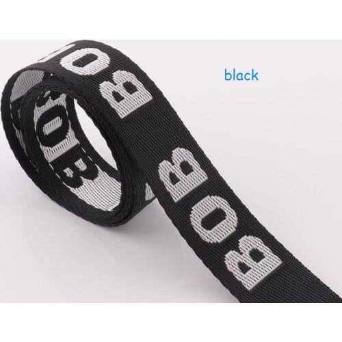 Black Webbing for shoulder Dog Collar polyester Lanyard Strap 25mm Fashion Sewing Strap for Backpack tote Garment Accessories