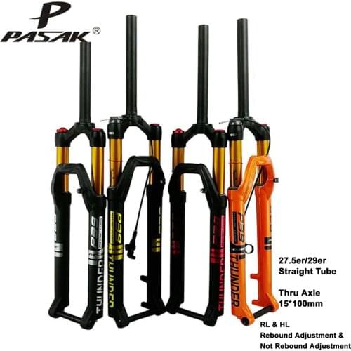 Pasak Bicycle Air Suspension Fork Mtb 26 27.5 Thru Axle 15*100mm Rebound Adjustment Line Remote Disc Brake Bike Fourchette