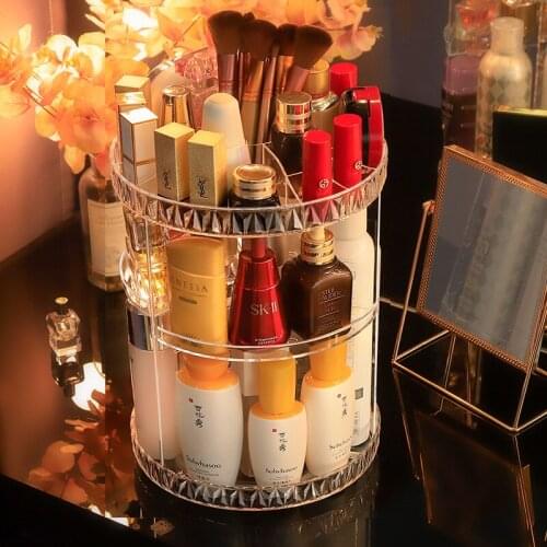 360 Degree Rotatable Cosmetic Storage Box Makeup Organizer Cosmetics Storage Rack Fashion Crystal helf Display