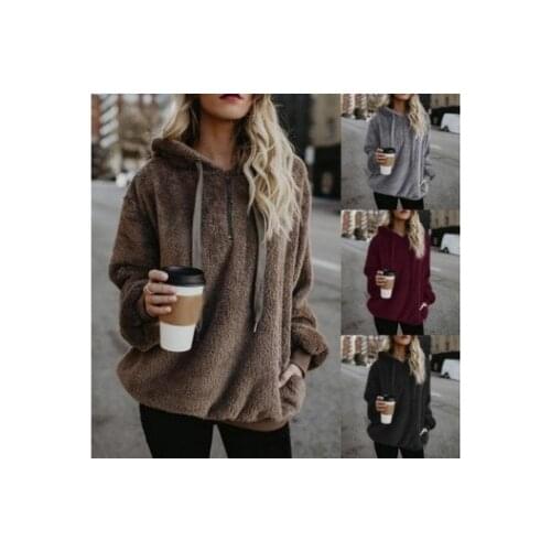 Sweatshirt Hoodies Women 2021 Hot Style Pure Color Long Sleeve Hooded womens Fleece Woollen shirt clothing ONF2003