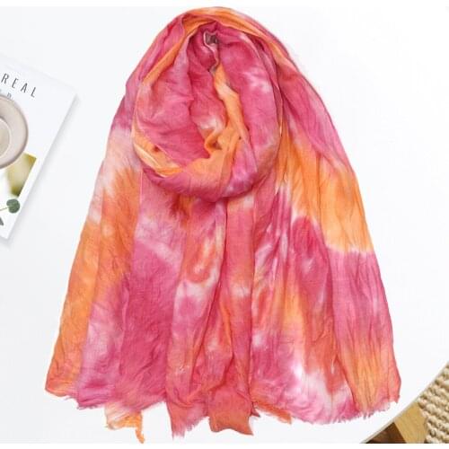 Women Beach Outing Large Size Wrap Tie Dye Scarf Sun-resistant Summer Cape Designer Luxury Brand Female Viscose Cover Ups