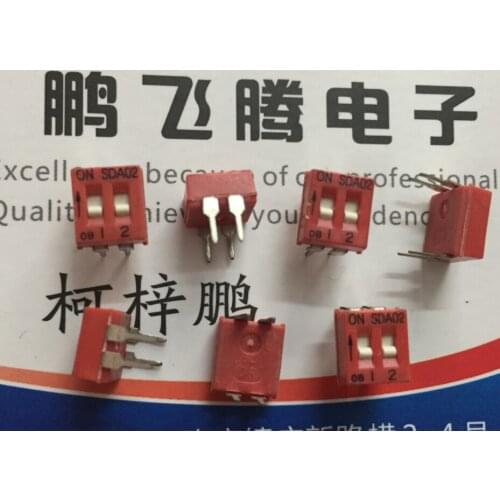 1PCS Original American C&k SDA02H0KD dial code switch 2-bit key type flat dial coding straight plug 2.54 spacing