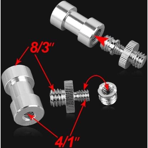 2 Set Thread Light Stand Mount Flash Spigot Adapter Camera Screw 1/4"3/8" Tripod