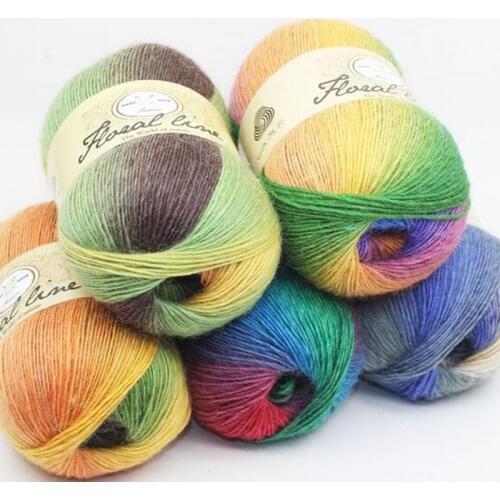 TPRPYN 5Pcs=100g 100% Cashmere Yarn knitting Rainbow Line Fancy Melange Yarn Combed Sewing