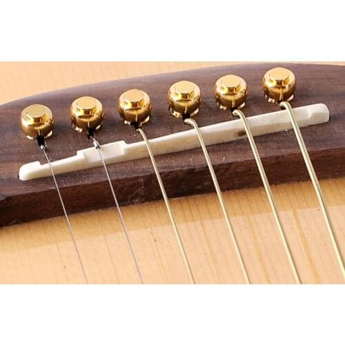 6 Pieces/lot Guitar Strings Nail Metal Acoustic Guitar Bridge Pins Brass Guitar Strings Fixed Cone String Pins String Nails