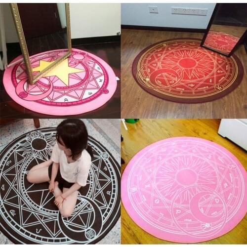 60CM Cartoon Round Carpet Childrens Bedroom Card Captor Sakura Magic Circle Carpet Eco-Friendly Rug Computer Chair Mat