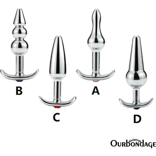 Ourbondage 4 Type Aluminum Alloy Anal Dilator Massager Butt Plug Bottom Diamond Physiological Structure Sex Party Toys New Gift