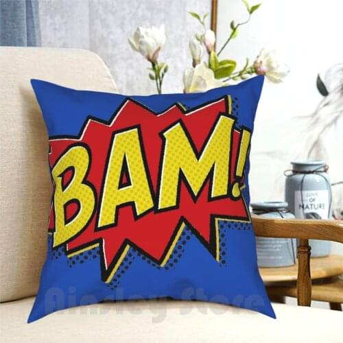 Bam! Pillow Case Printed Home Soft DIY Pillow cover Bam Pow Super Hero Superhero Comic