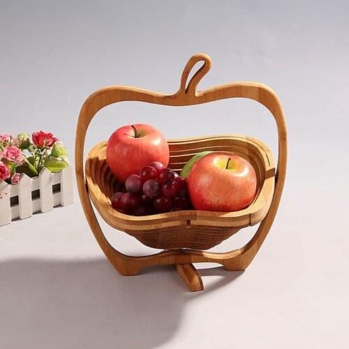 Bamboo Fruit Basket Foldable Apple Shaped Storage Kitchen Basket Novelty Environmental Convenient Free To Change Shaping New