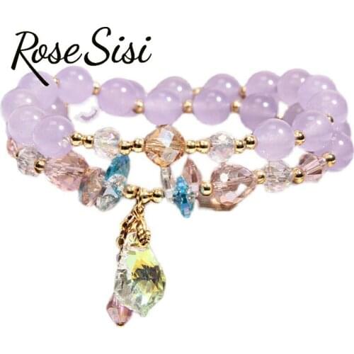 Rose sisi Retro crystal bracelet double-layer versatile fresh double-layer womens bracelet student friendship bracelet gifts
