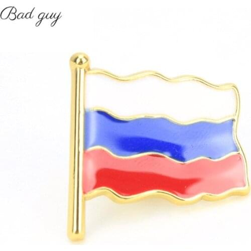 Golden Russian Flag Brooch Pins Lapel Pin Badge Corsage Sweater Coat Accessories Brooch for Women Party Wedding Brooches Pins