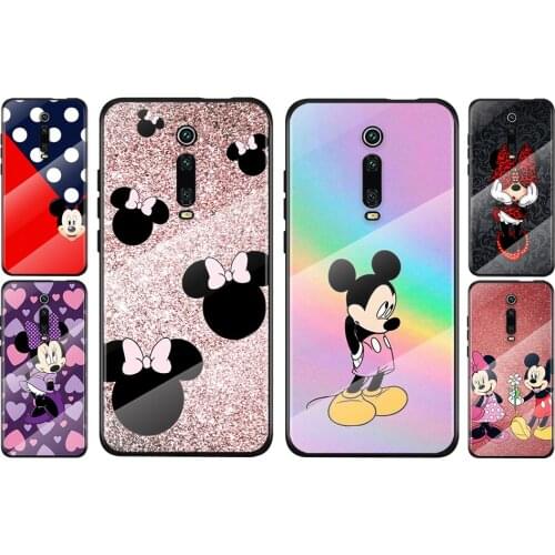 Tempered Glass Cover Cute Mickey Mouse For Xiaomi Redmi K40 K30 K20 9T 9C 9A 9 8A 7 Pro Plus Phone Case Capa