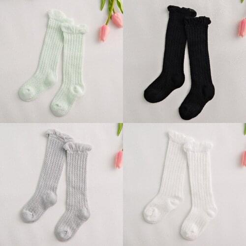 Kids Cotton Knee High Socks Baby Girls Boys Long Socks Lace Toddler Mesh Thin Socks Infant Anti-mosquito Knee High Summer